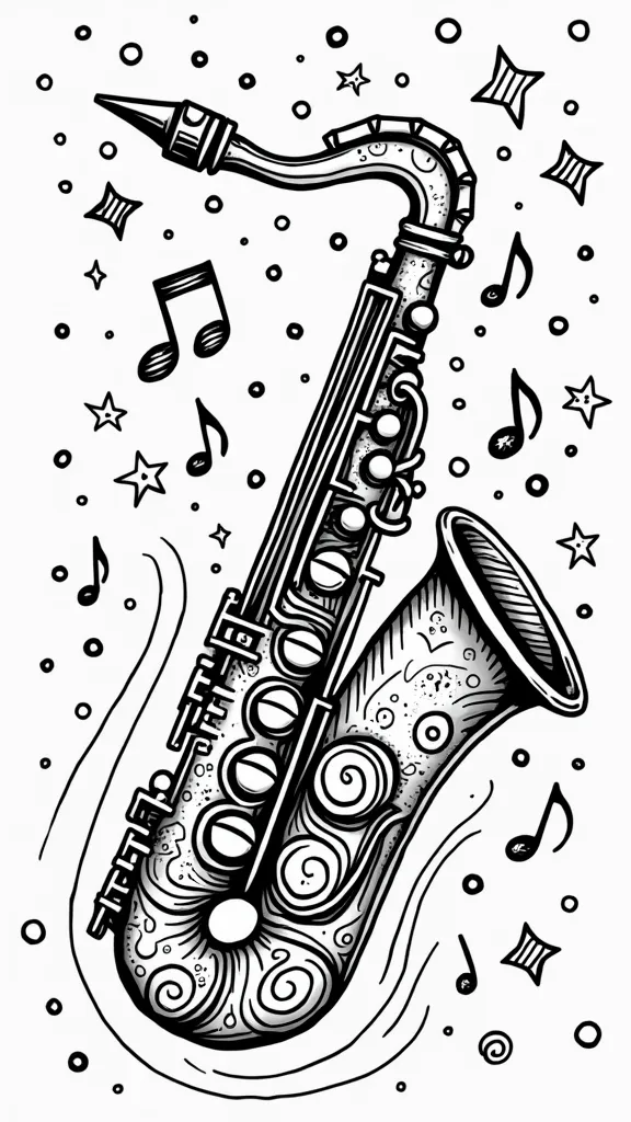 saxophone coloring page